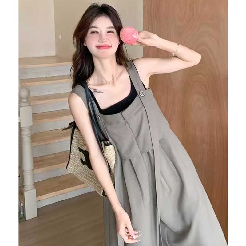 レイヤード風ワイドレッグサロペット