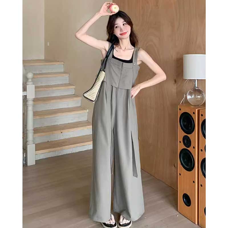 レイヤード風ワイドレッグサロペット