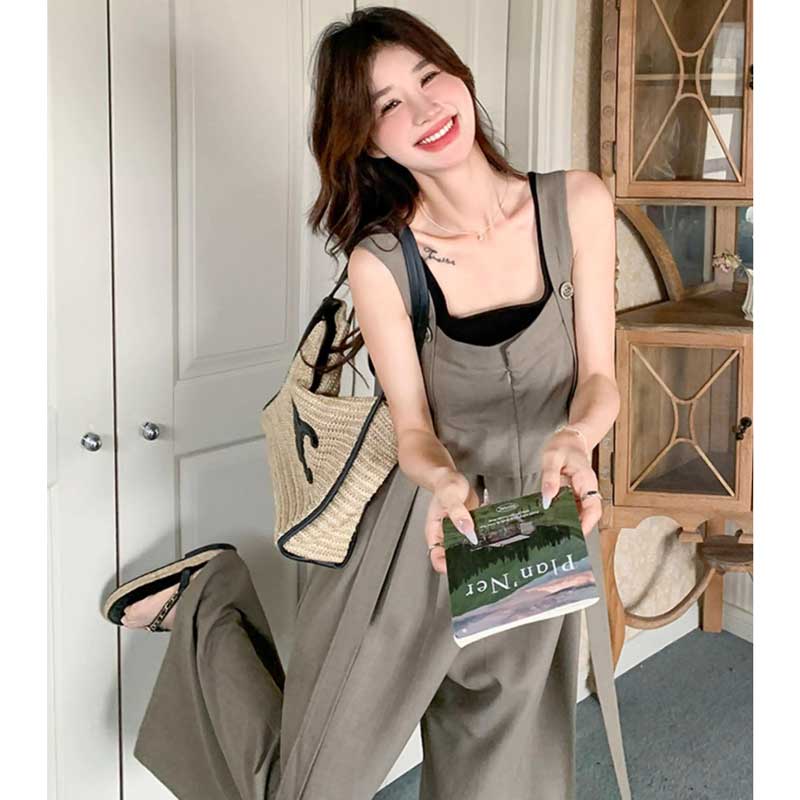 レイヤード風ワイドレッグサロペット