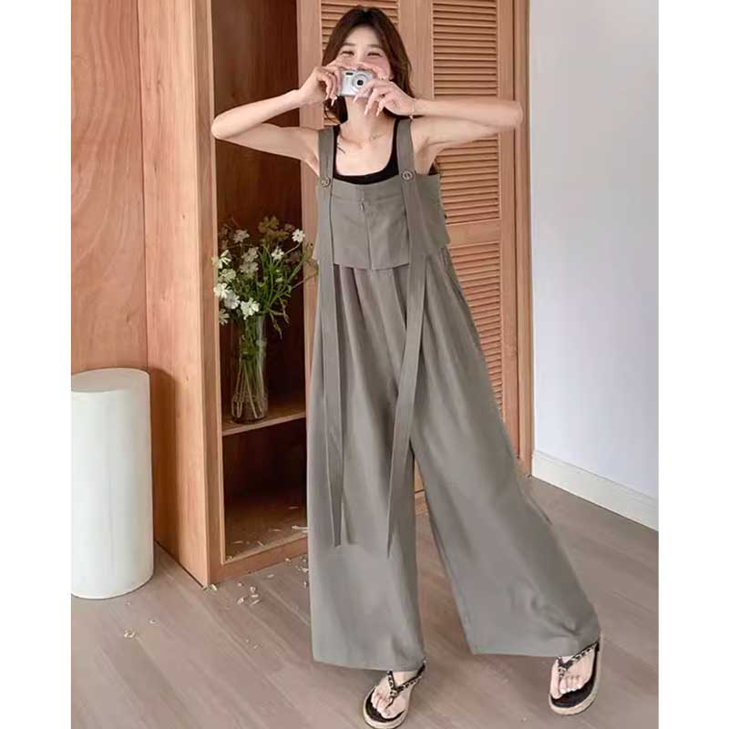 レイヤード風ワイドレッグサロペット