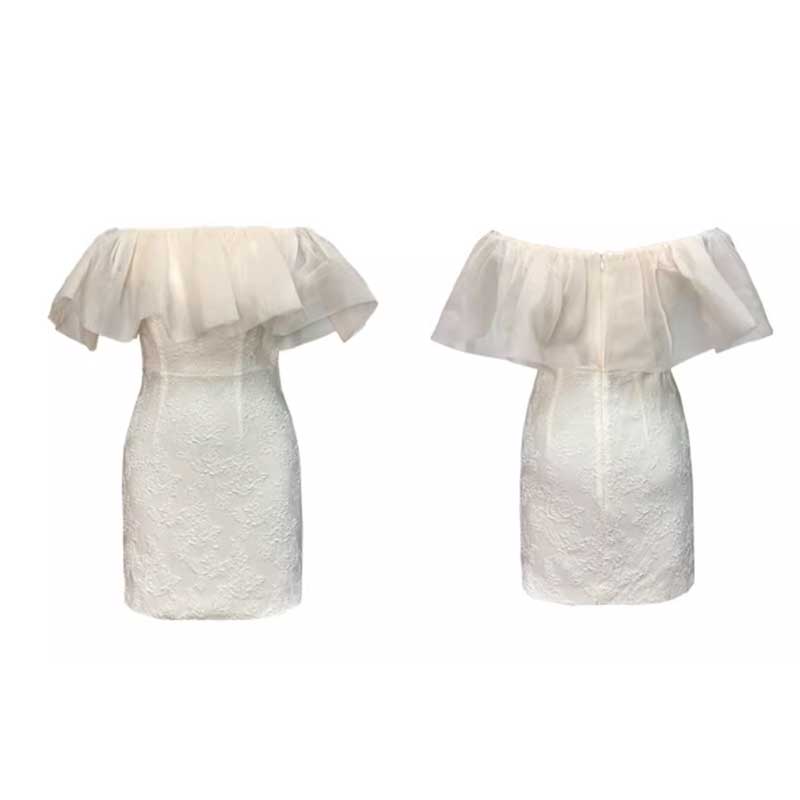 オフショルダーフリルワンピース