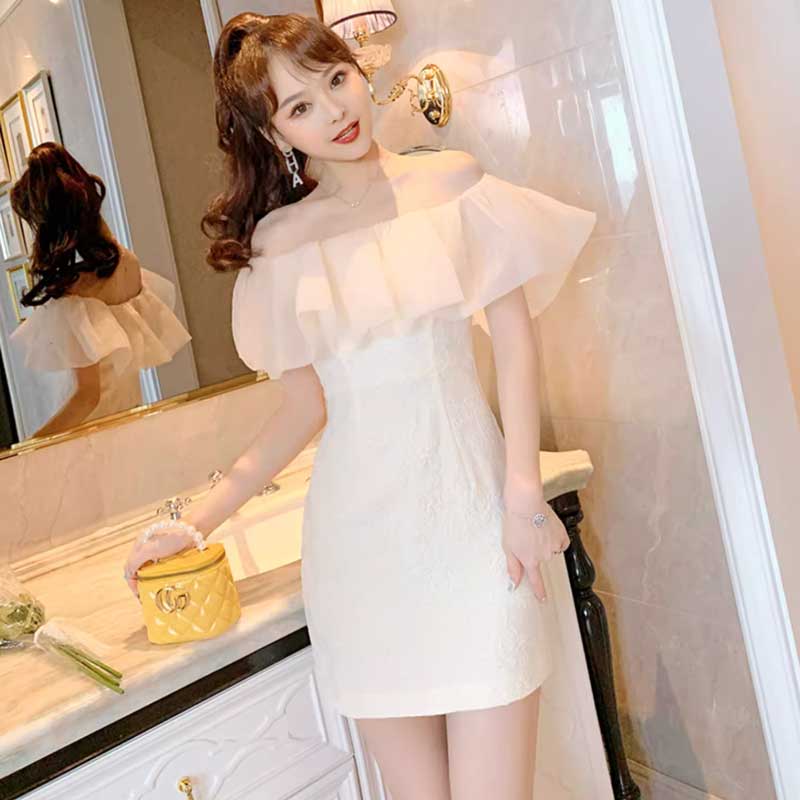 オフショルダーフリルワンピース