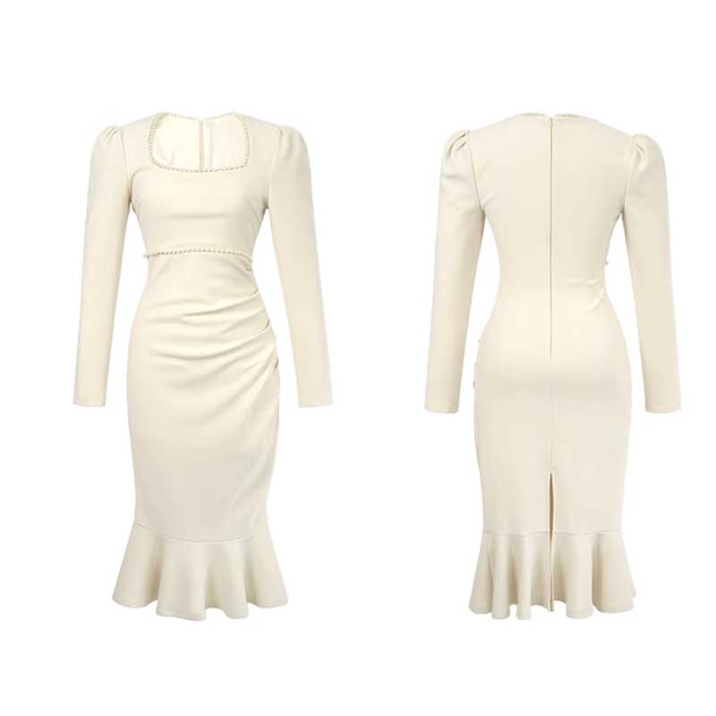 スクエアネックマーメイドワンピース(3colors)