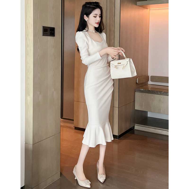 スクエアネックマーメイドワンピース(3colors)