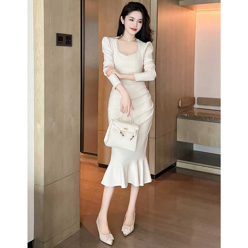 スクエアネックマーメイドワンピース(3colors)