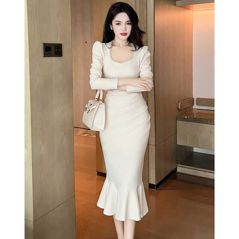 スクエアネックマーメイドワンピース(3colors)