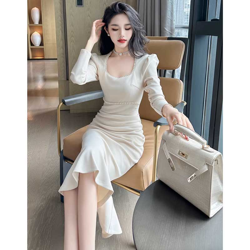 スクエアネックマーメイドワンピース(3colors)