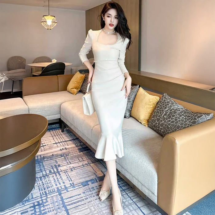 スクエアネックマーメイドワンピース(3colors)