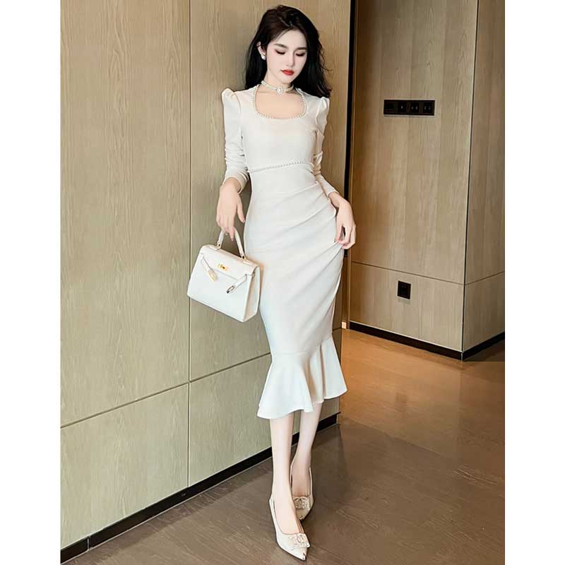 スクエアネックマーメイドワンピース(3colors)