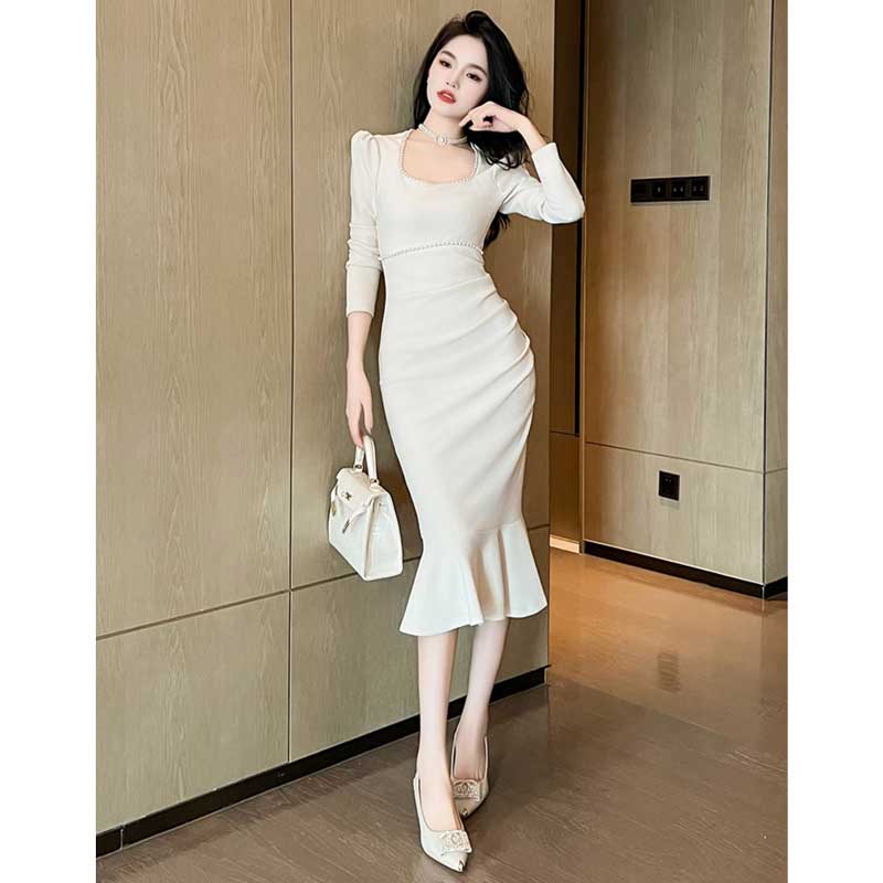 スクエアネックマーメイドワンピース(3colors)