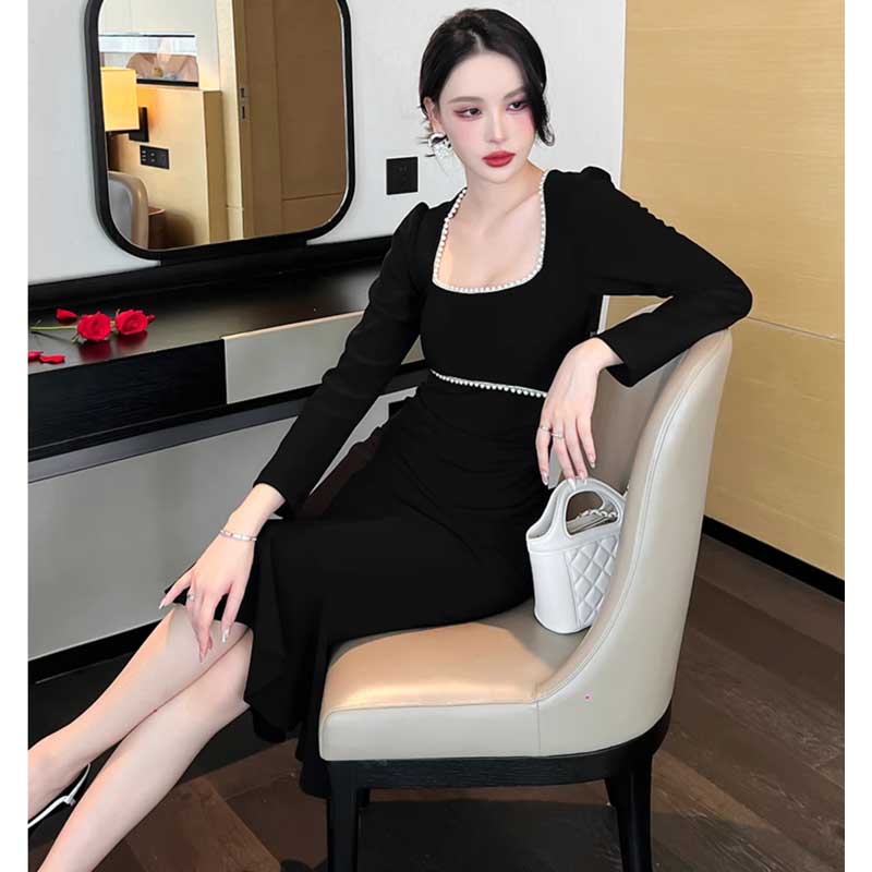 スクエアネックマーメイドワンピース(3colors)