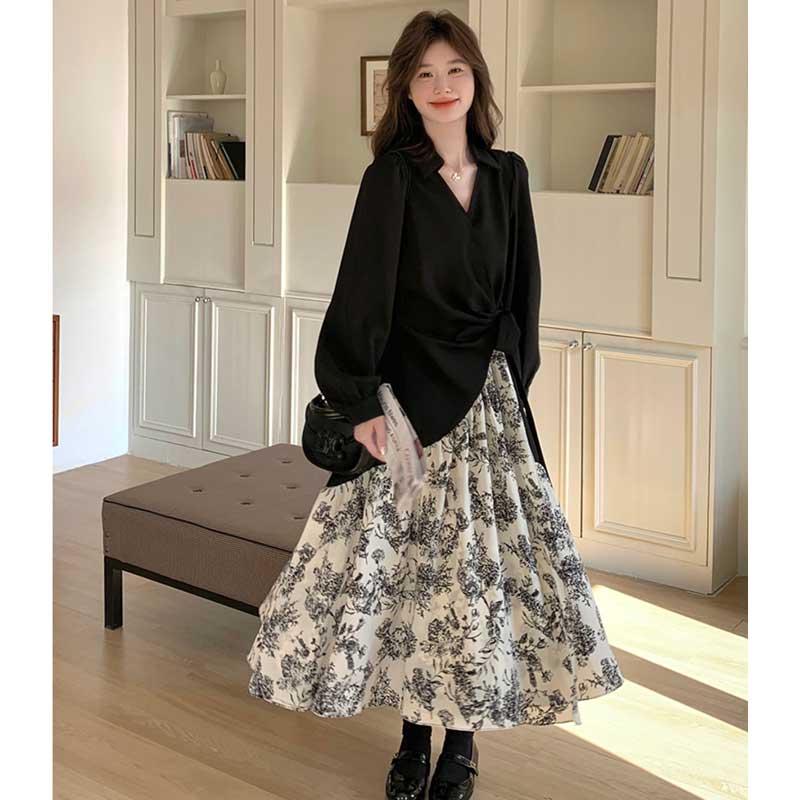 レイヤード風フローラルワンピース