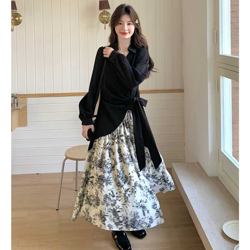 レイヤード風フローラルワンピース