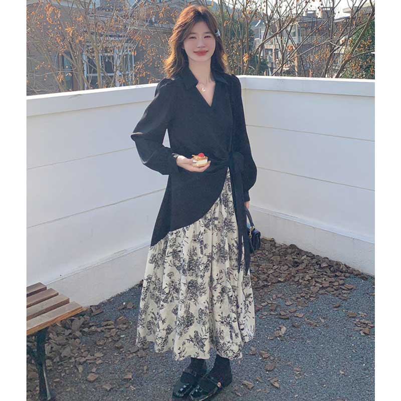 レイヤード風フローラルワンピース