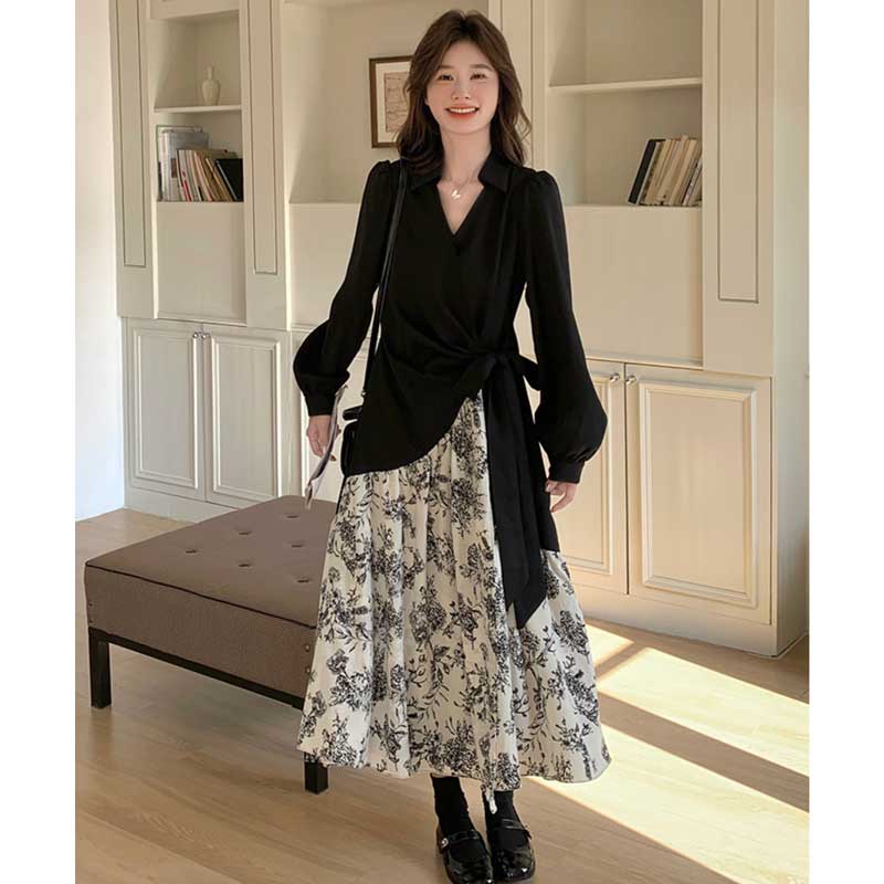 レイヤード風フローラルワンピース