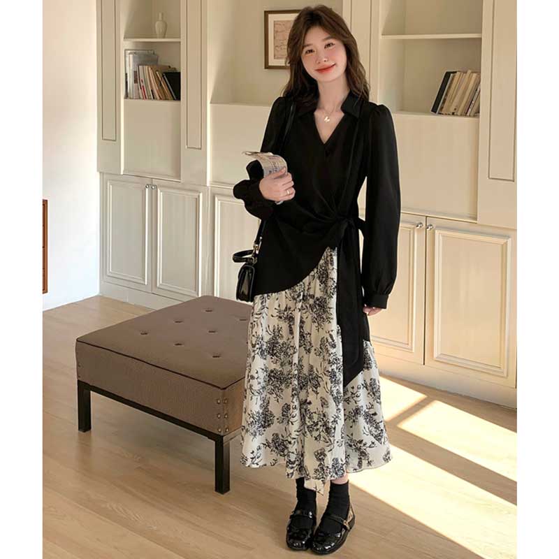 レイヤード風フローラルワンピース