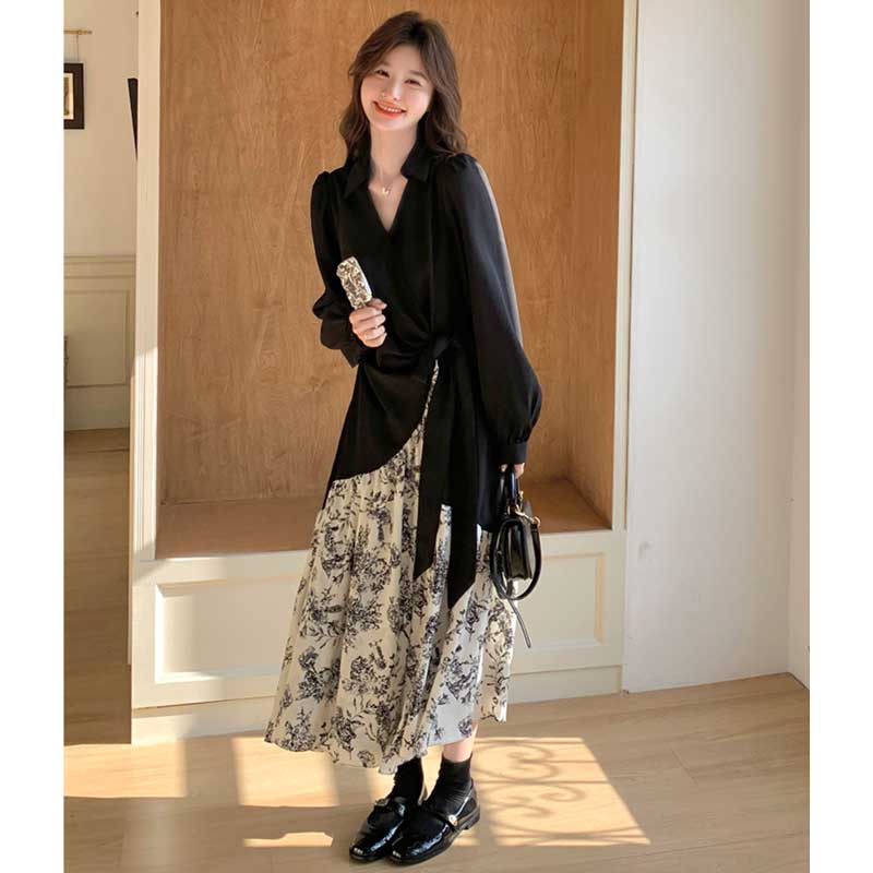 レイヤード風フローラルワンピース