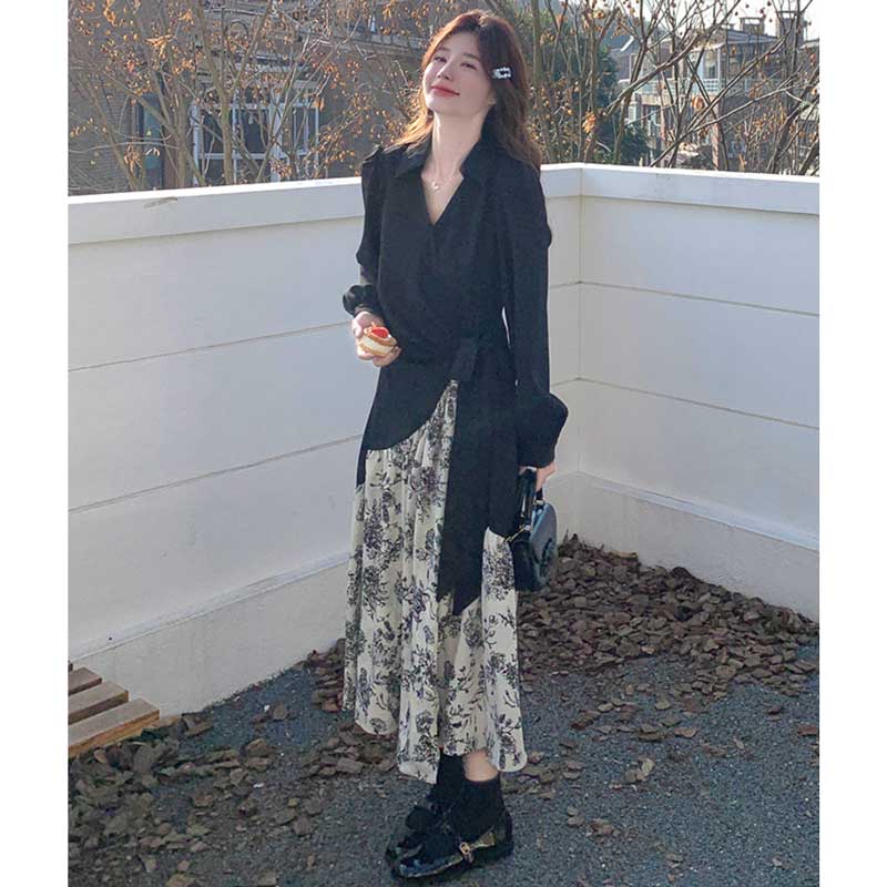 レイヤード風フローラルワンピース