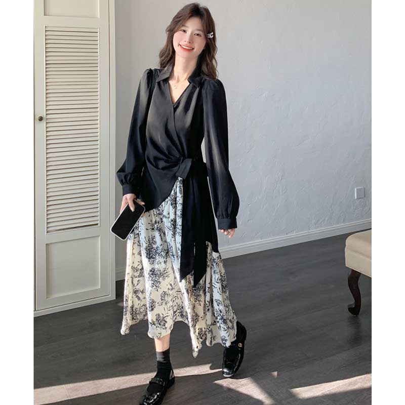 レイヤード風フローラルワンピース