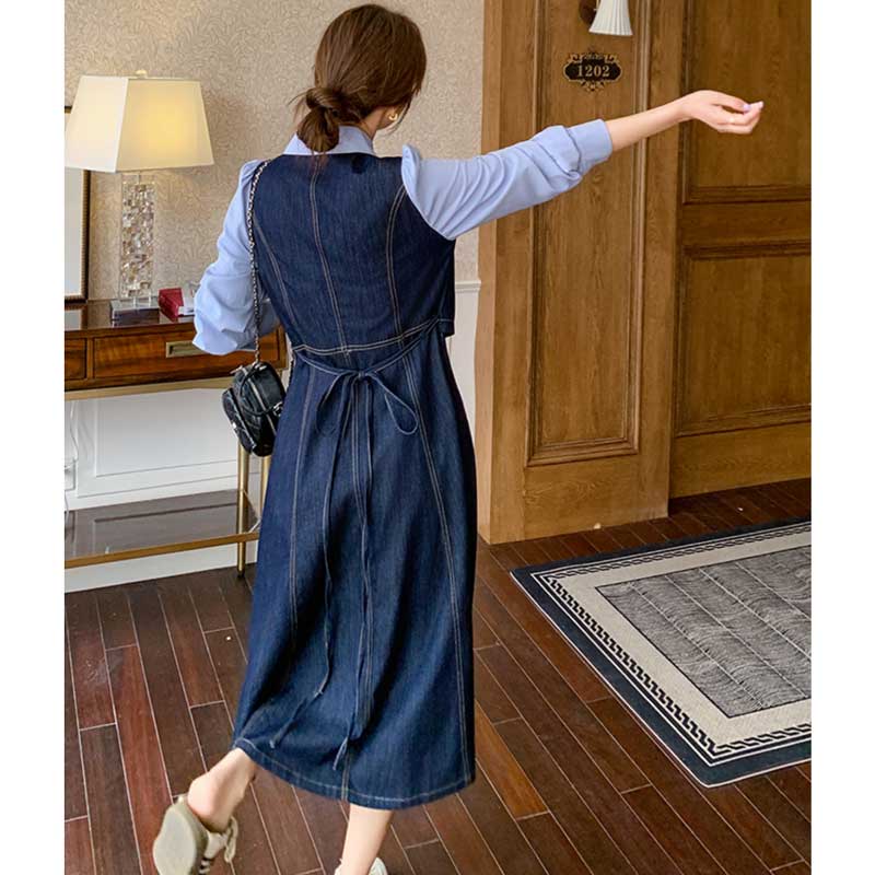 レイヤード風デニムワンピース