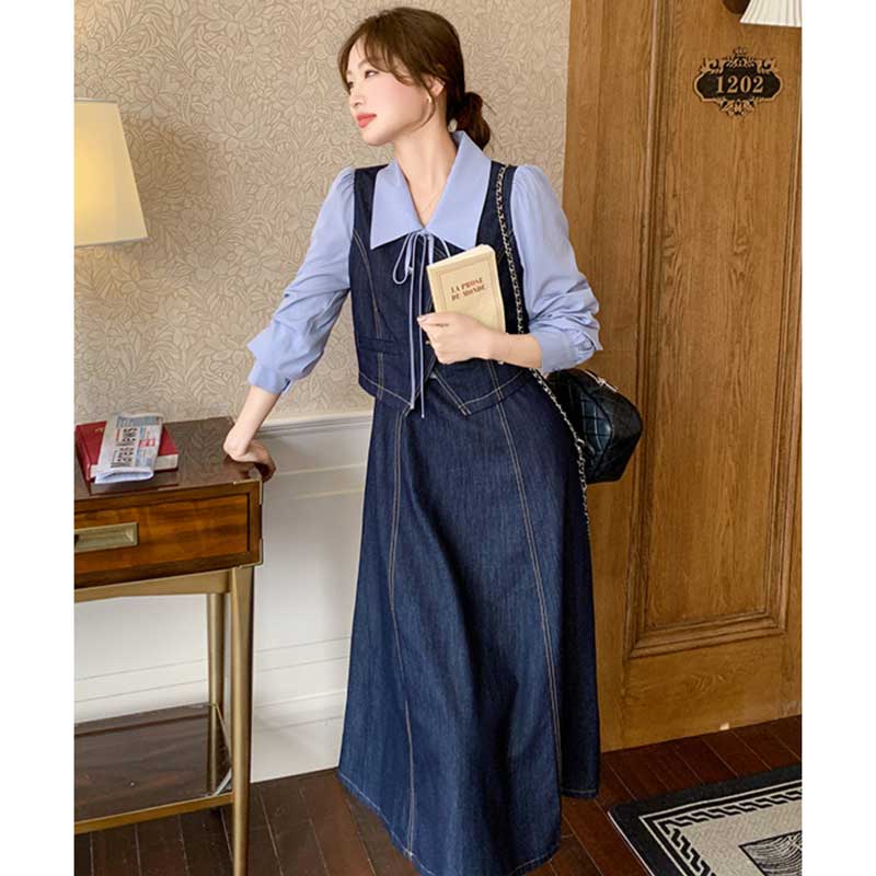 レイヤード風デニムワンピース