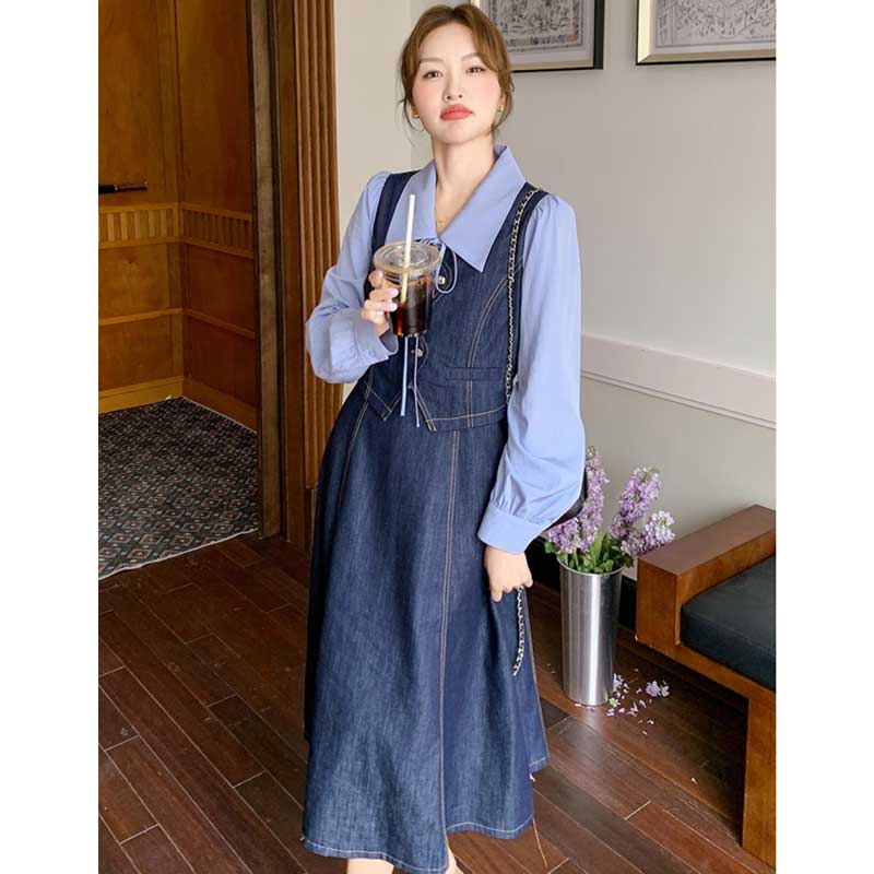 レイヤード風デニムワンピース