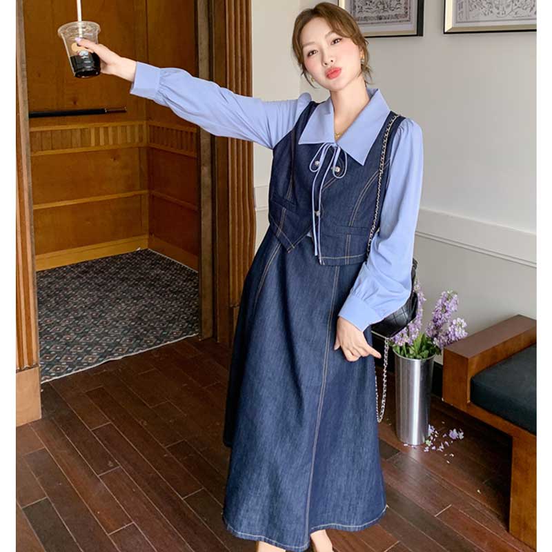 レイヤード風デニムワンピース