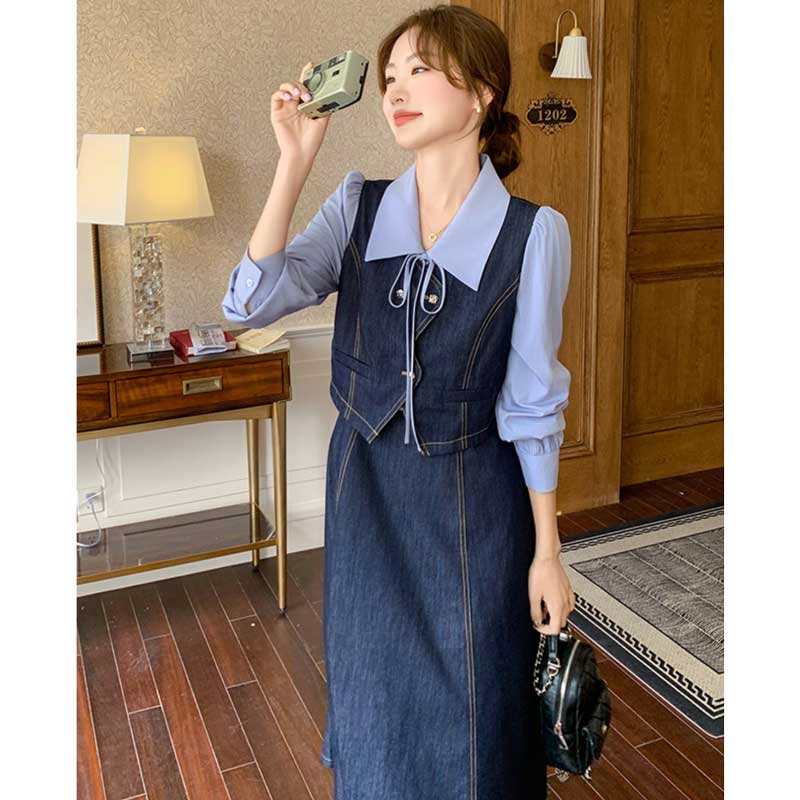 レイヤード風デニムワンピース