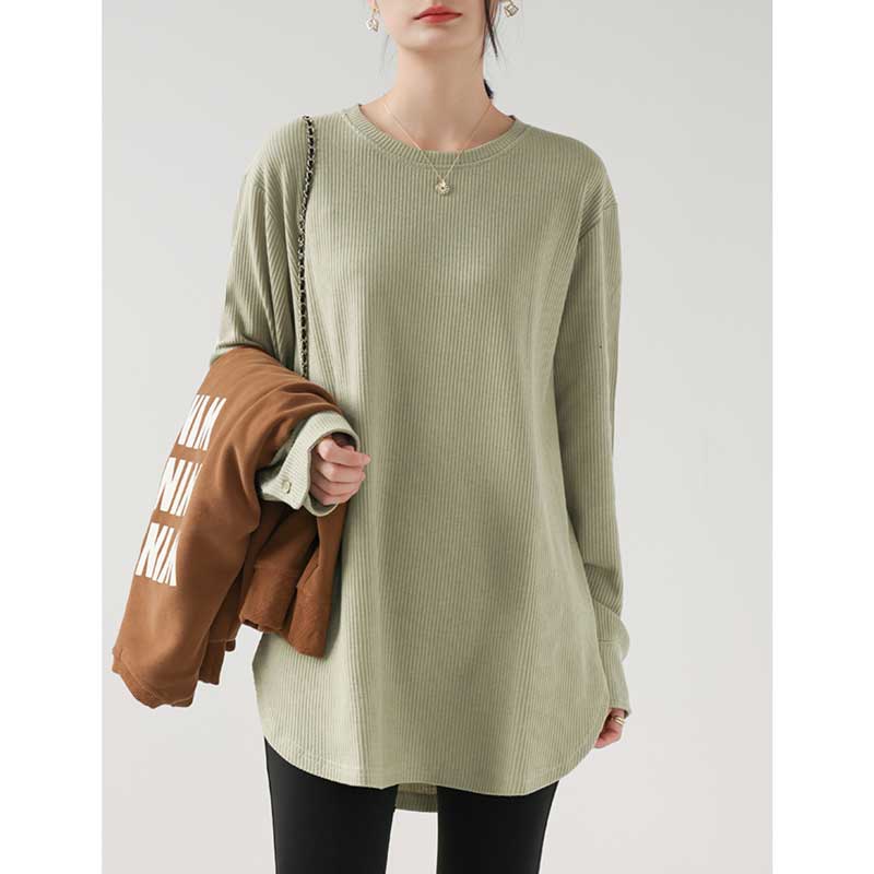 ミディ丈リブカットソー (4colors)