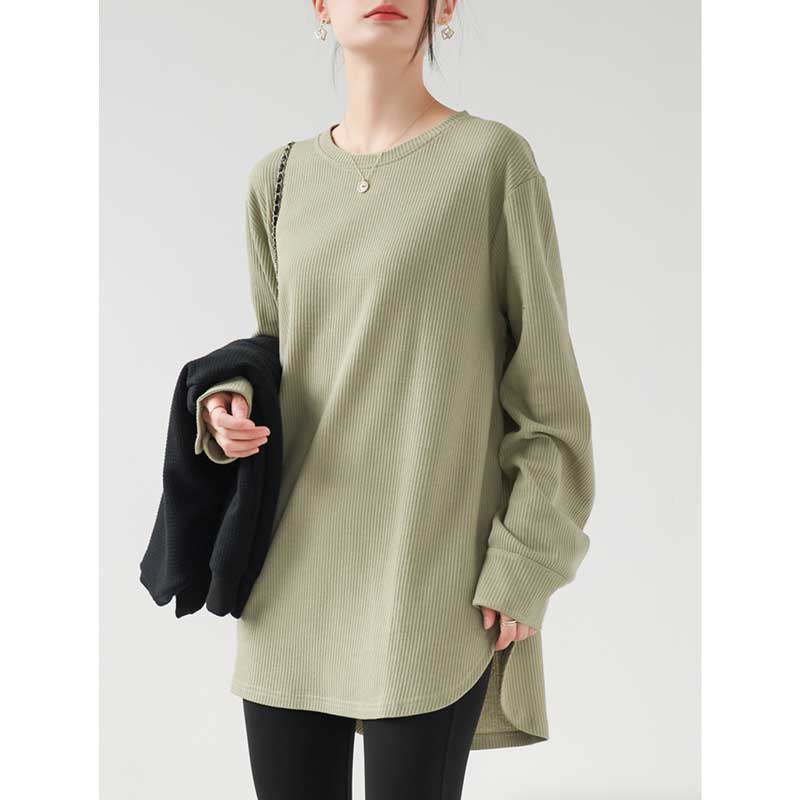 ミディ丈リブカットソー (4colors)