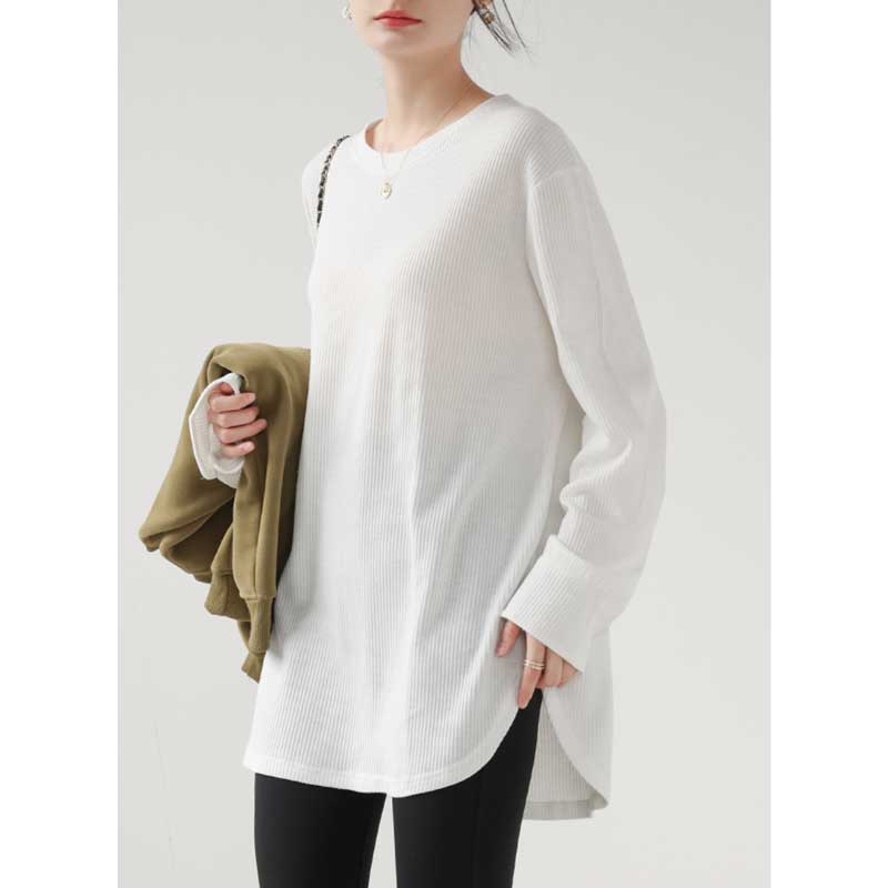 ミディ丈リブカットソー (4colors)