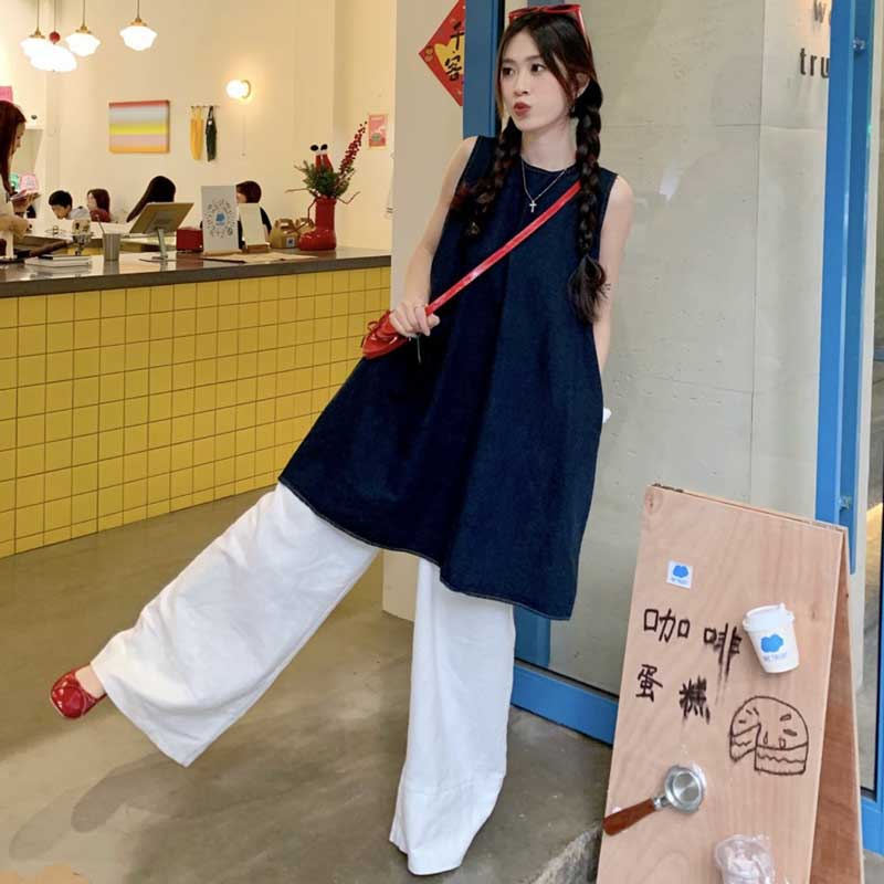 デニムノースリーブチュニック