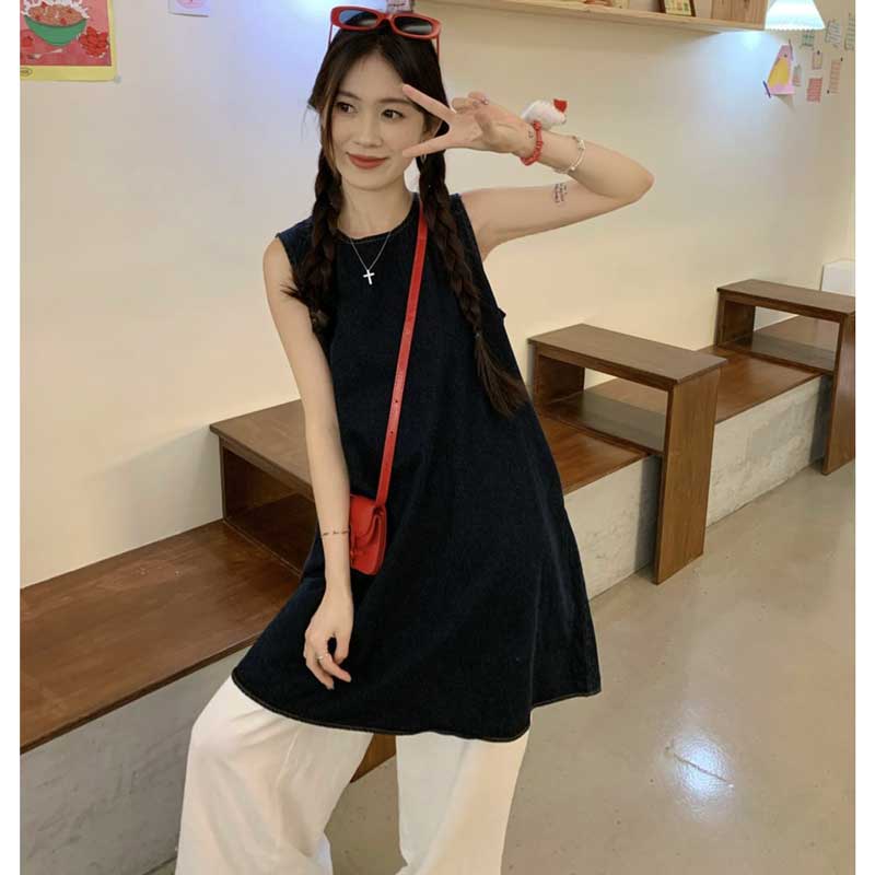 デニムノースリーブチュニック