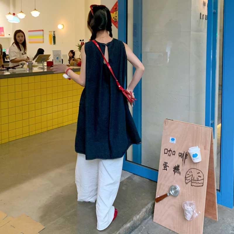 デニムノースリーブチュニック