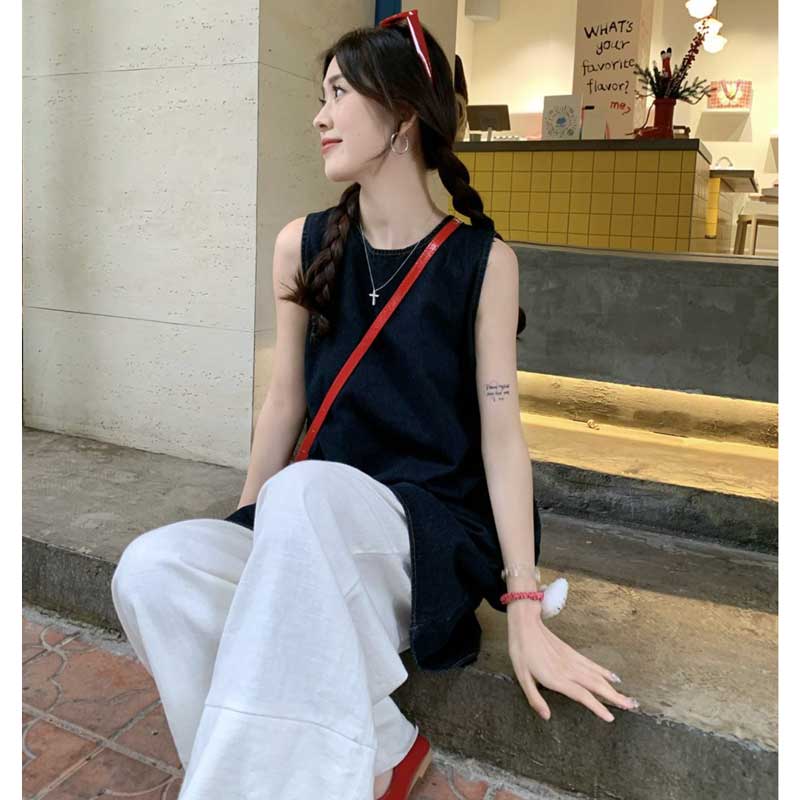 デニムノースリーブチュニック