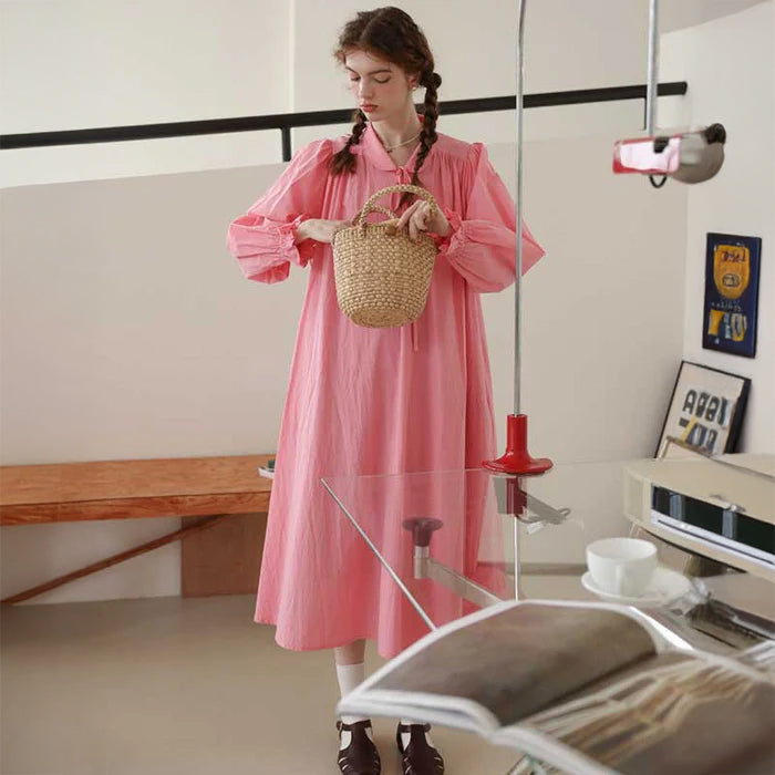 リボンカラーフレアワンピース(2colors)