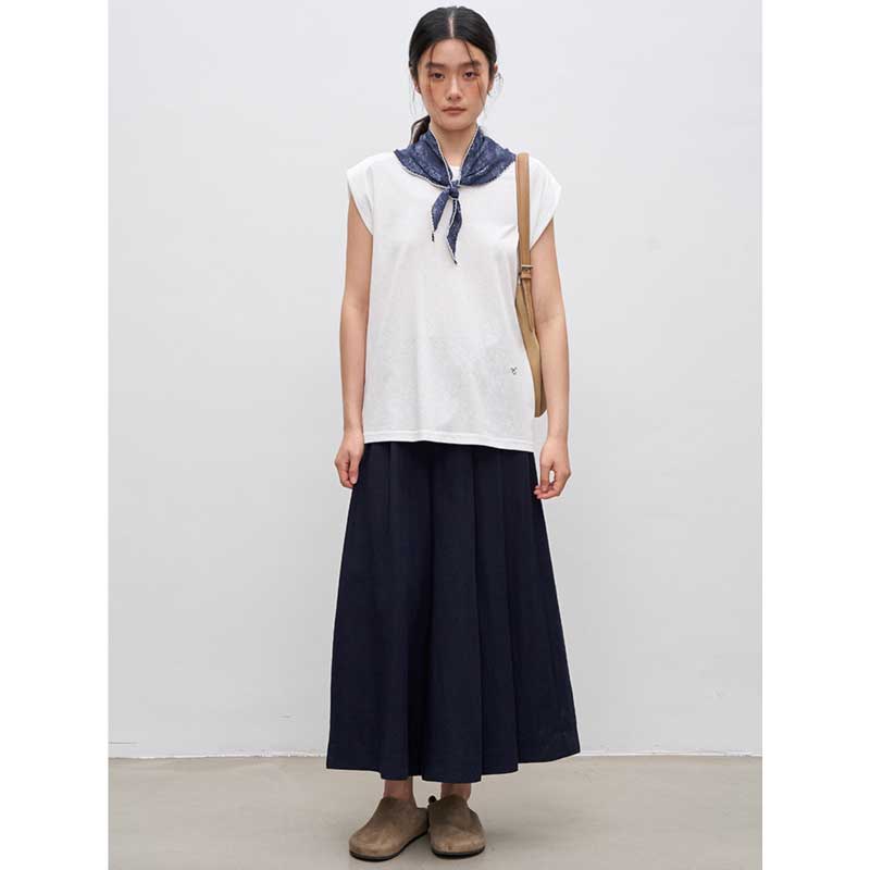 スカーフ付きフレンチスリーブカットソー(2colors)