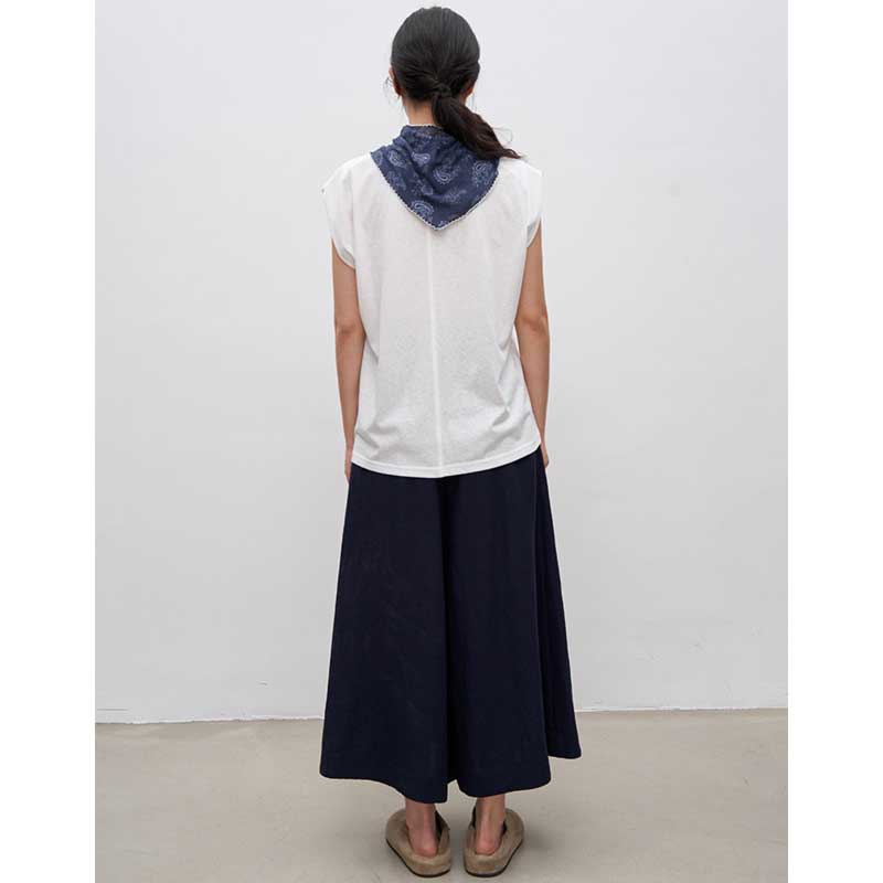 スカーフ付きフレンチスリーブカットソー(2colors)