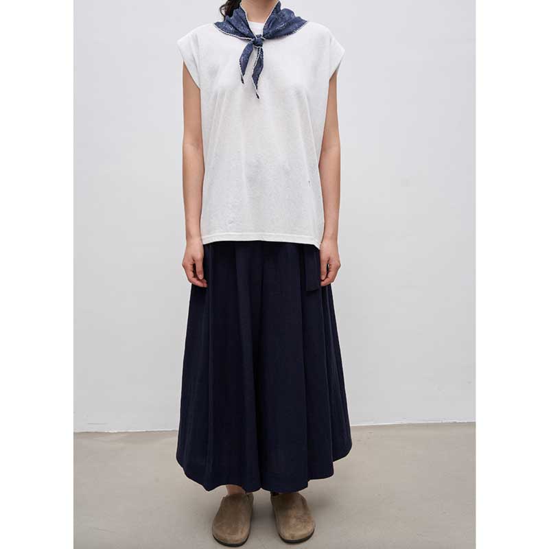 スカーフ付きフレンチスリーブカットソー(2colors)