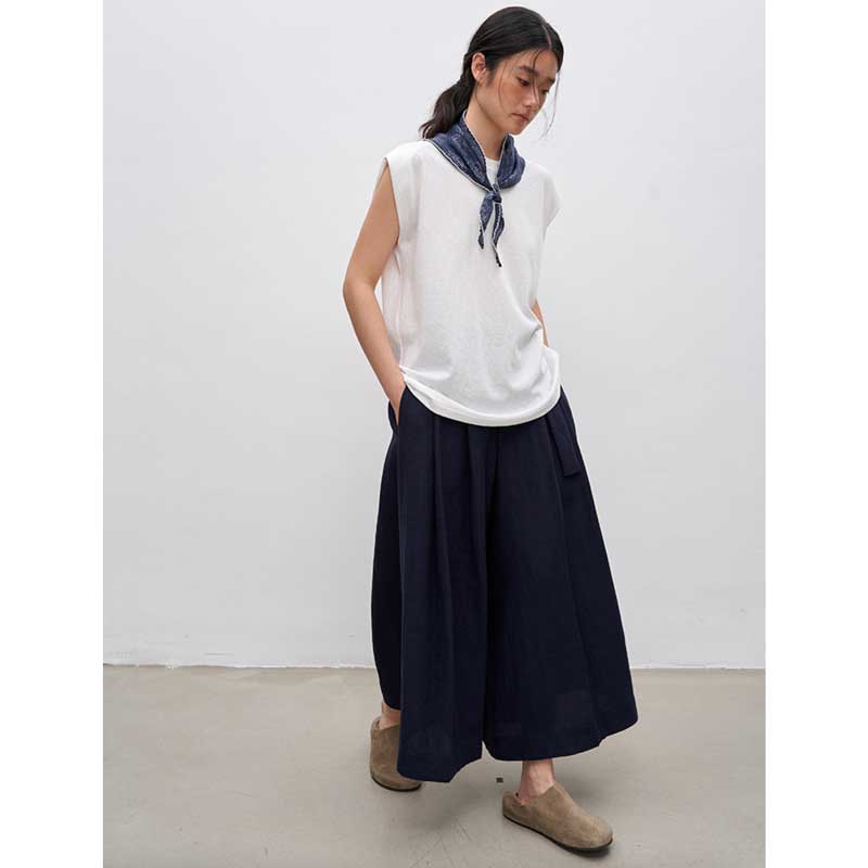 スカーフ付きフレンチスリーブカットソー(2colors)