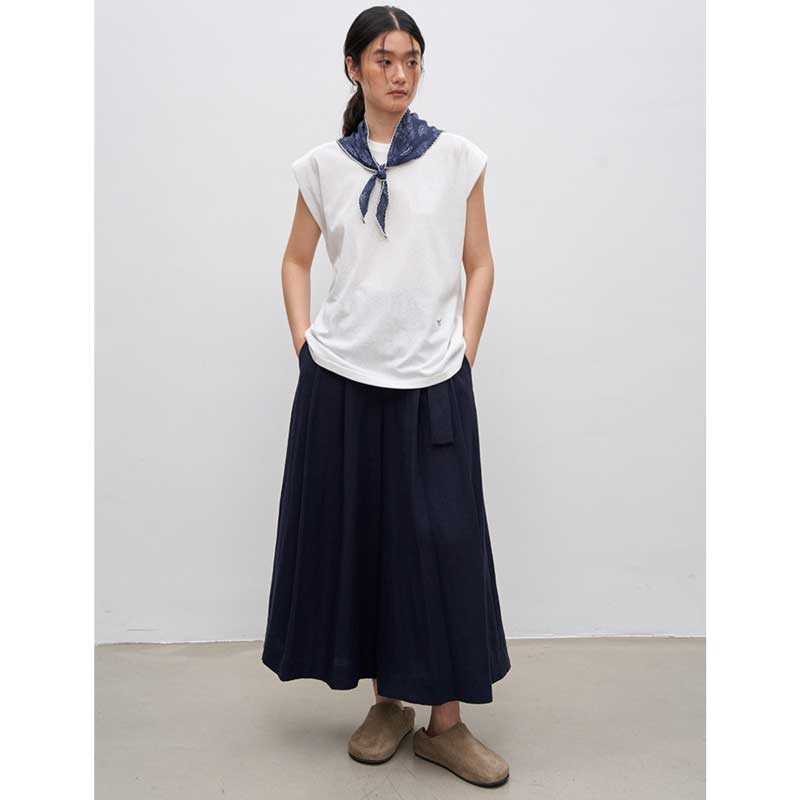 スカーフ付きフレンチスリーブカットソー(2colors)