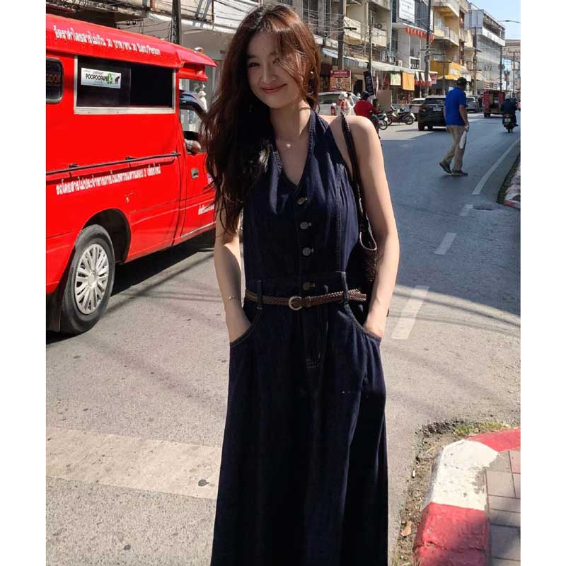 ホルターネックデニムワンピース