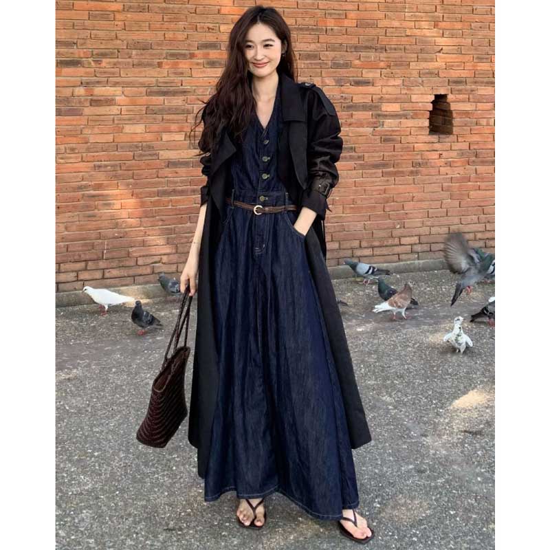 ホルターネックデニムワンピース