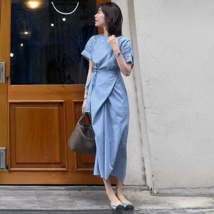 ストライプラップワンピース