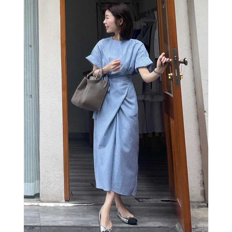 ストライプラップワンピース