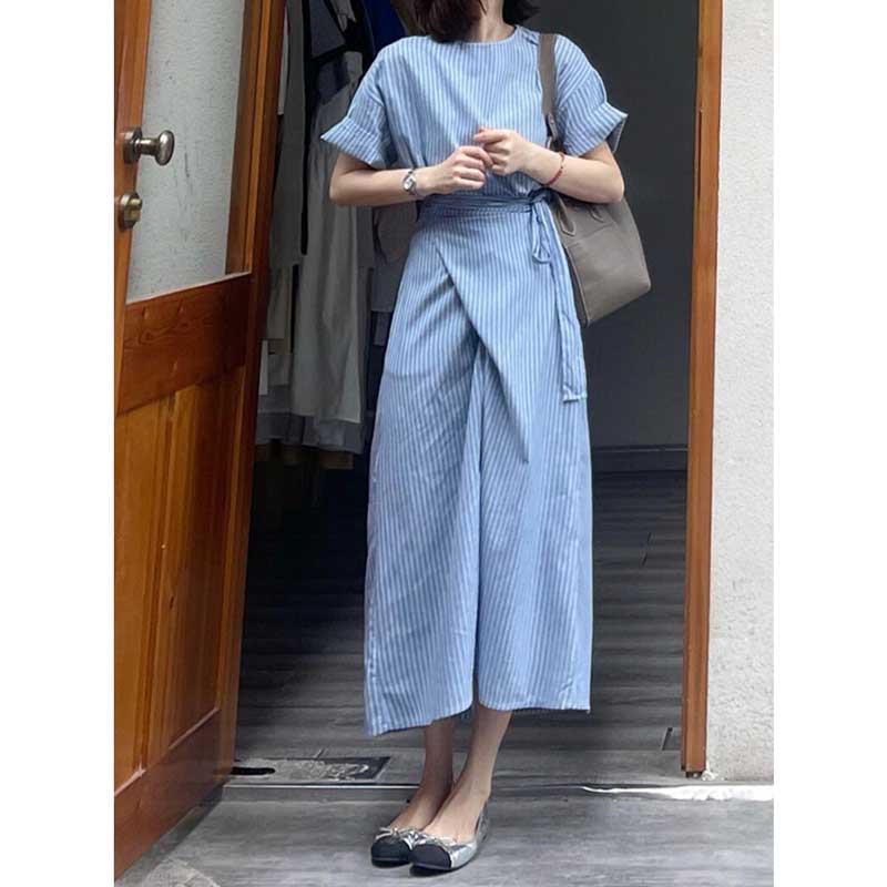 ストライプラップワンピース