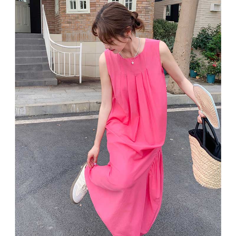 バックオープンローズピンクワンピース