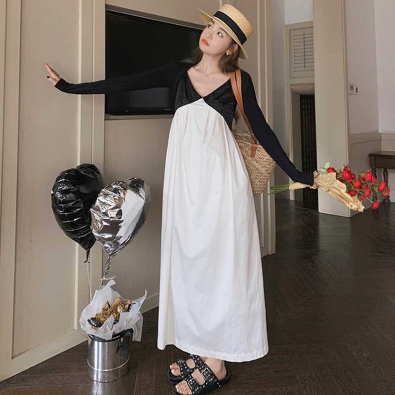 ショート丈カーディガン×ツートンワンピース