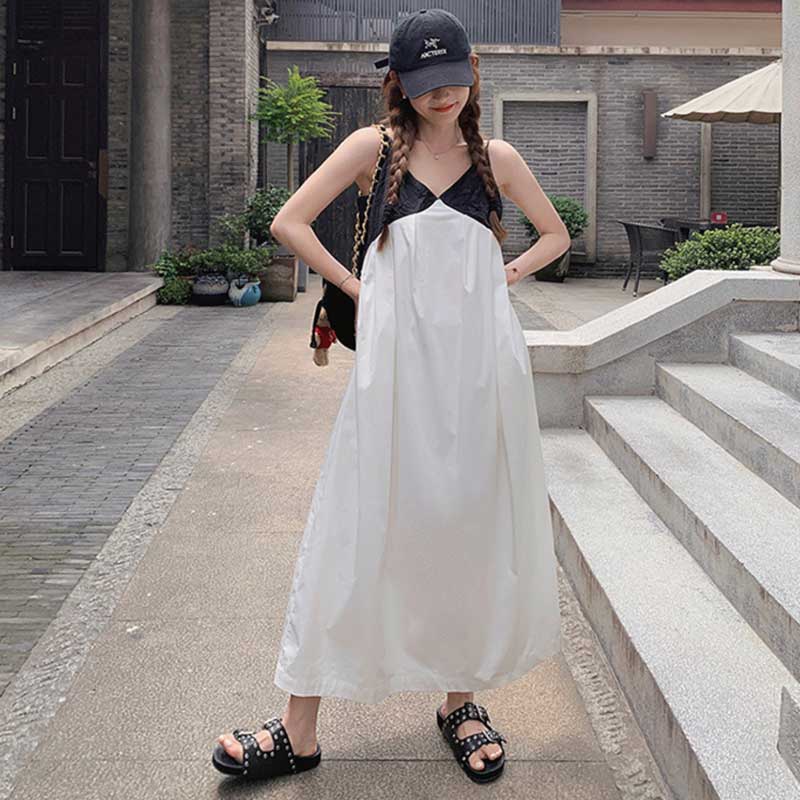 ショート丈カーディガン×ツートンワンピース