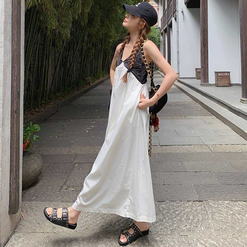 ショート丈カーディガン×ツートンワンピース